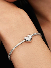 Engravable White Stone Heart Charm Sterling silver