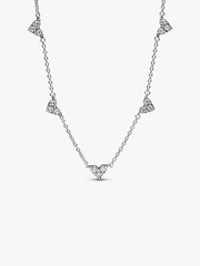 FINAL SALE - Triple Stone Heart Station Chain Necklace Sterling silver
