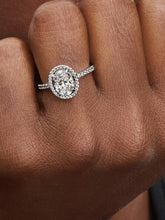 Oval Sparkling Halo Statement Ring Sterling silver