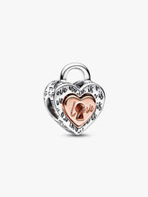 FINAL SALE - Two-tone Padlock Splittable Heart Charm Sterling silver, 14k rose gold plating
