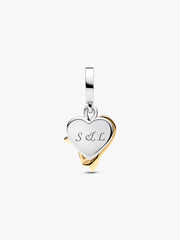 Engravable Heart & Arrow Double Dangle Charm Sterling silver, 14k gold plating