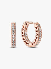 Pavé Heart Hoop Earrings 14k rose gold plating