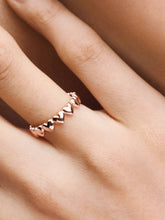 Row of Hearts Ring 14k rose gold plating