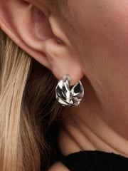 FINAL SALE - Rippled Small Hoop Earrings Sterling silver