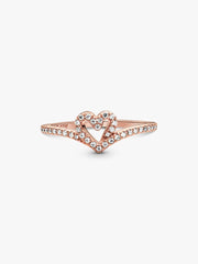 Sparkling Wishbone Heart Ring 14k rose gold plating