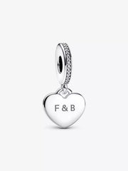 Engravable Heart Tag Dangle Charm Sterling silver