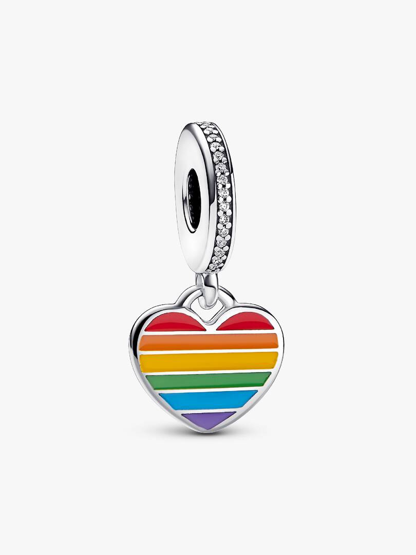 Pride Rainbow Heart Dangle Charm Sterling silver