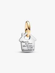 FINAL SALE - Two-tone Grandma's House Dangle Charm Sterling silver, 14k gold plating
