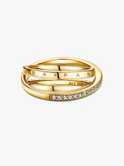 Crossover Pavé Triple Band Ring 14k gold plating