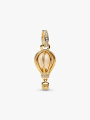 Sparkling Clear Hot Air Balloon Dangle Charm 14k gold plating