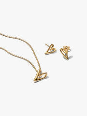 Golden Organic Heart Jewelry Gift Set 14k gold plating