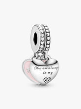 Mother & Daughter Hearts Dangle Charm Sterling silver