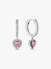 Sparkling Halo Heart Hoop Earrings Sterling silver