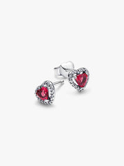 Elevated Red Heart Stud Earrings Sterling silver