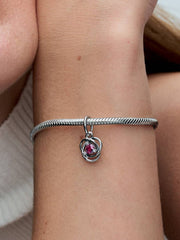 FINAL SALE - Pink Eternity Circle Dangle Charm Sterling silver
