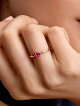 Sparkling Red Heart Ring 14k gold plating