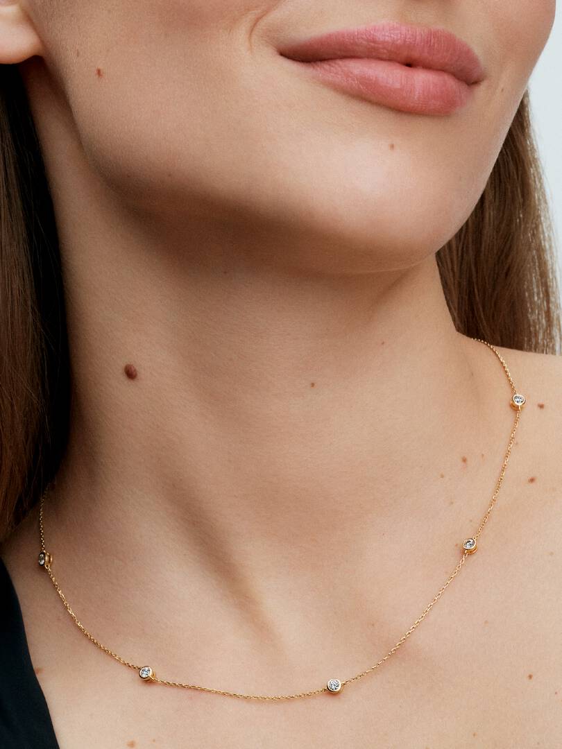 FINAL SALE - Pandora Era Bezel 14k Gold Lab-grown Diamond Station Necklace 0.50 ct TW, 14k gold
