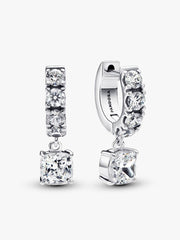 FINAL SALE - Pavé Dangle Hoop Earrings Sterling silver