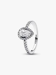 Sparkling Pear Halo Ring Sterling silver