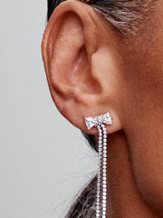 FINAL SALE - Pavé Bow Drop Earrings Sterling silver