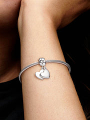 Mother & Son Heart Split Dangle Charm Sterling silver