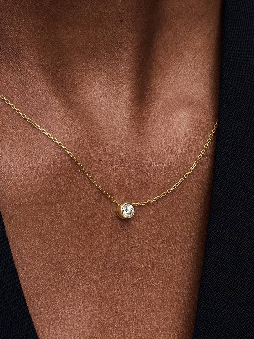 Pandora Era Bezel 14k Gold Lab-grown Diamond Pendant Necklace 0.25 ct TW, 14k gold