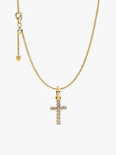 Sparkling Round Bezel Cross Pendant Necklace 2 Quantity
