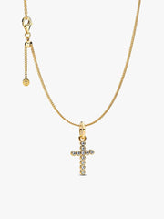 Sparkling Round Bezel Cross Pendant Necklace 2 Quantity