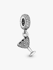FINAL SALE - Pavé Cocktail Glass Dangle Charm Sterling silver