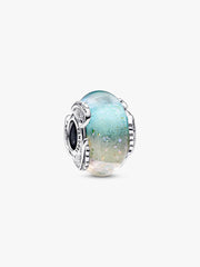 Multicolour Murano Glass & Curved Feather Charm Sterling silver