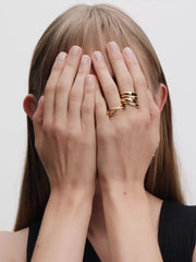 Organically Shaped Stacking Rings 14k gold plating
