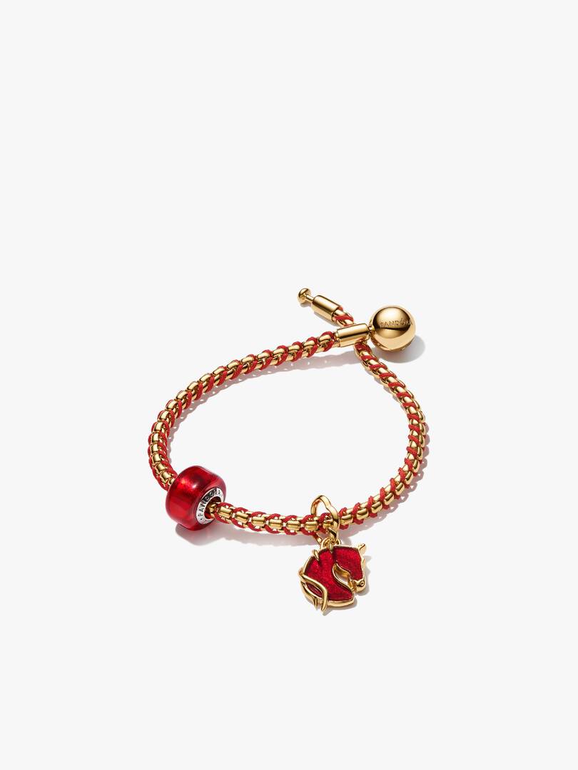 Red Murano Glass & Fire Horse Bracelet Set 3 Quantity