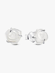 FINAL SALE - White Rose in Bloom Stud Earrings Sterling silver
