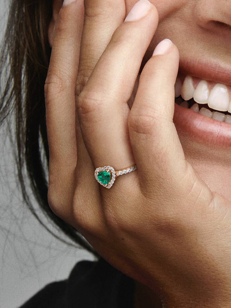 Sparkling Elevated Heart Ring 14k rose gold plating