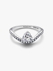 Wavy Pavé Heart Ring Sterling silver