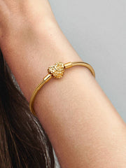 My Pandora Daisy Heart Clasp Snake Chain Bracelet 0.009 ct TW, 14k gold plating