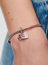 Sparkling Infinity Heart Dangle Charm Sterling silver, 14k rose gold plating