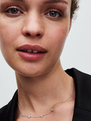 FINAL SALE - Triple Stone Heart Station Chain Necklace Sterling silver