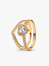 Playful Love Golden Elevated Heart Wishbone Ring Set 2 Quantity