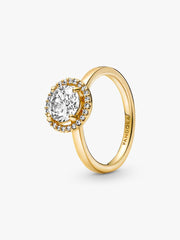 Sparkling Round Halo Ring 14k gold plating