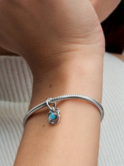 FINAL SALE - Turquoise Blue Eternity Circle Dangle Charm Sterling silver