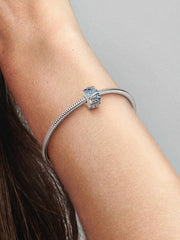 Curved Feather & Pavé Clip Charm Sterling silver