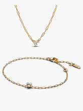 Lab-Grown Diamond Cluster Paperclip Necklace & Bracelet Set 2 Quantity