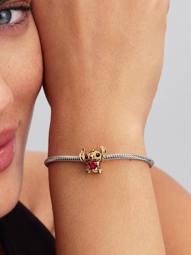 Disney Stitch Heart Charm 14k gold plating