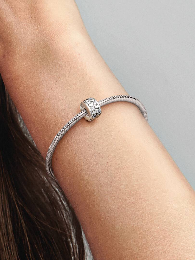 FINAL SALE - Infinite Hearts Sparkling Clip Charm Sterling silver
