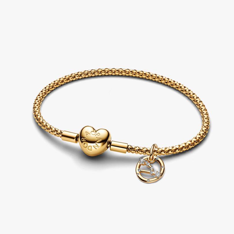 Taurus Zodiac Dangle Charm Studded Bracelet Set 2 Quantity