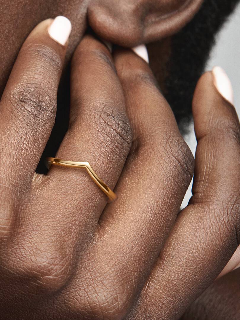 Polished Wishbone Ring 14k gold plating