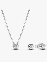 Pandora Era Bezel Lab-grown Diamond Pendant Necklace and Earrings set 0.45 carat tw Sterling Silver 2 Quantity