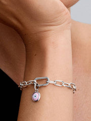 Engravable Evil Eye Murano Glass Mini Dangle Charm Sterling silver