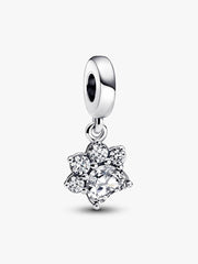 Sparkling Pet Paw Print Dangle Charm Sterling silver